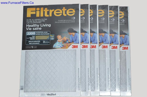 3M FILTRETE 16 x 25 x 1 MPR 2200. CASE OF 6