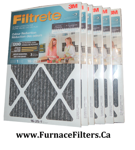 3M Filtrete Odour Reduction 16 x 25 x 1 MPR 1200. Case of 6