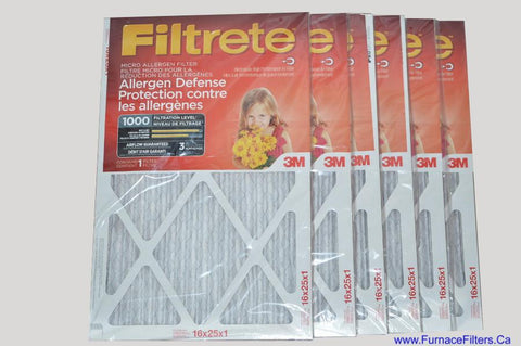 3M Filtrete 16 x 25 x 1 MPR 1000. Case of 6