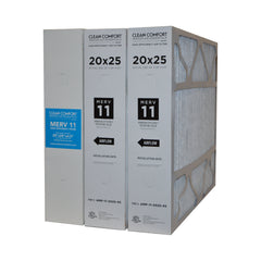 Clean Comfort Part # AMP-11-2025-45. 20x25 MERV 11 Actual Size Written on Filter 20" x 25" x 4.5" Actual Measured Size 19.68" x 24.68" x 4.37." Case of 3