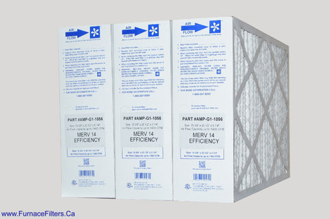 G1-1056 Amana GENUINE ORIGINAL MERV 14/15. ACTUAL SIZE 15 3/8" x 25 1/2 x 5 1/4." Case of 3