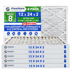 12x24x2 MERV 8 Pleated Filters. Case of 6 - MADE IN CANADA by FurnaceFilters.Ca