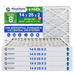 14x25x2 Furnace Filter MERV 8 Pleated Filters. Case of 6 - MADE IN CANADA by FurnaceFilters.Ca