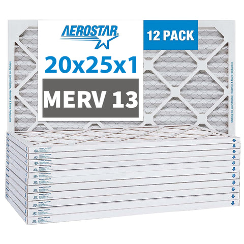 20x25x1 MERV 13 Furnace Filters Case of 12