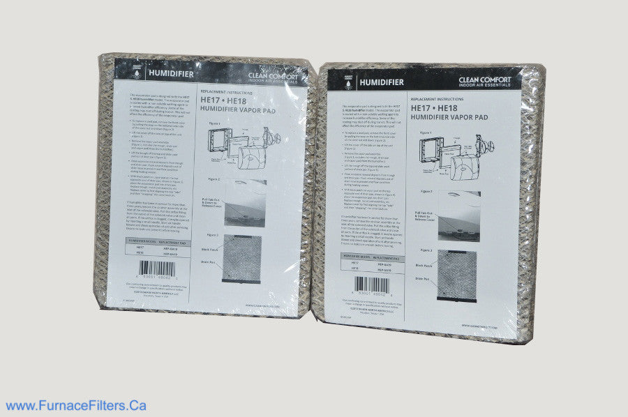 Clean Comfort HE 17 and HE 18 Humidifier Vapour Pad. Pkg. of 2