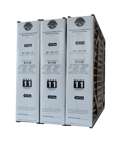 Lennox X1152 Furnace Filter 20x25x5 Healthy Climate MERV 11 With Foam Strips. Actual Size 19 5/8" x 24 3/16" x 4 15/16" Package of 3
