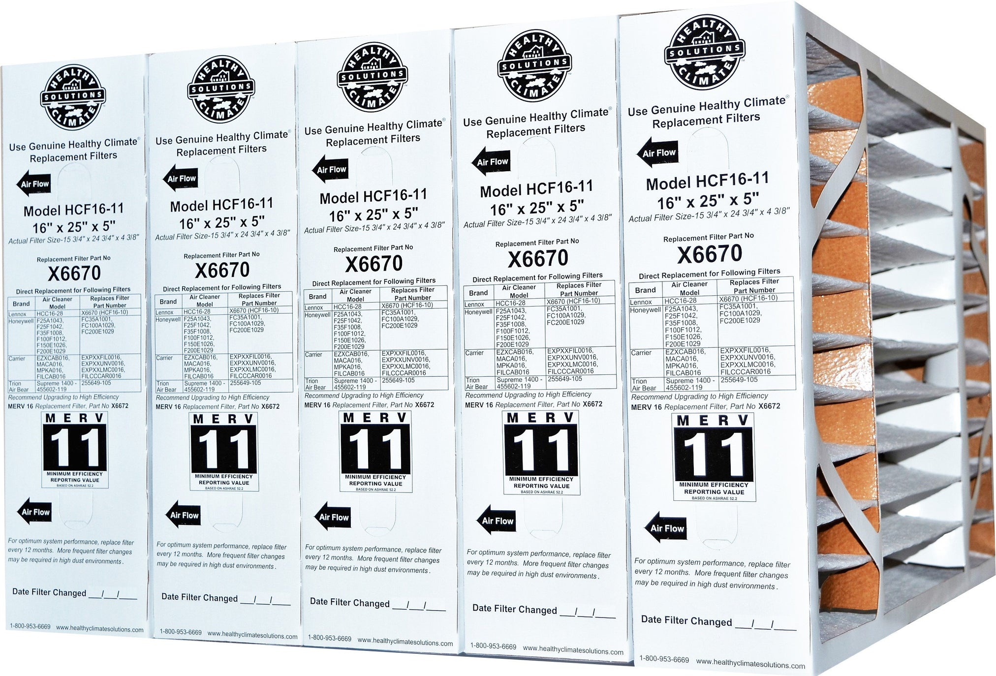 Lennox X6670 16x25x5 MERV 11 Healthy Climate for HCF1611 & HCC1628